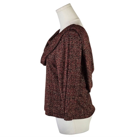 Vintage 80s/90s JBS Ltd Draped Cowl Neck Metallic Knit Top – Made in USA Size M - Picture 3 of 8